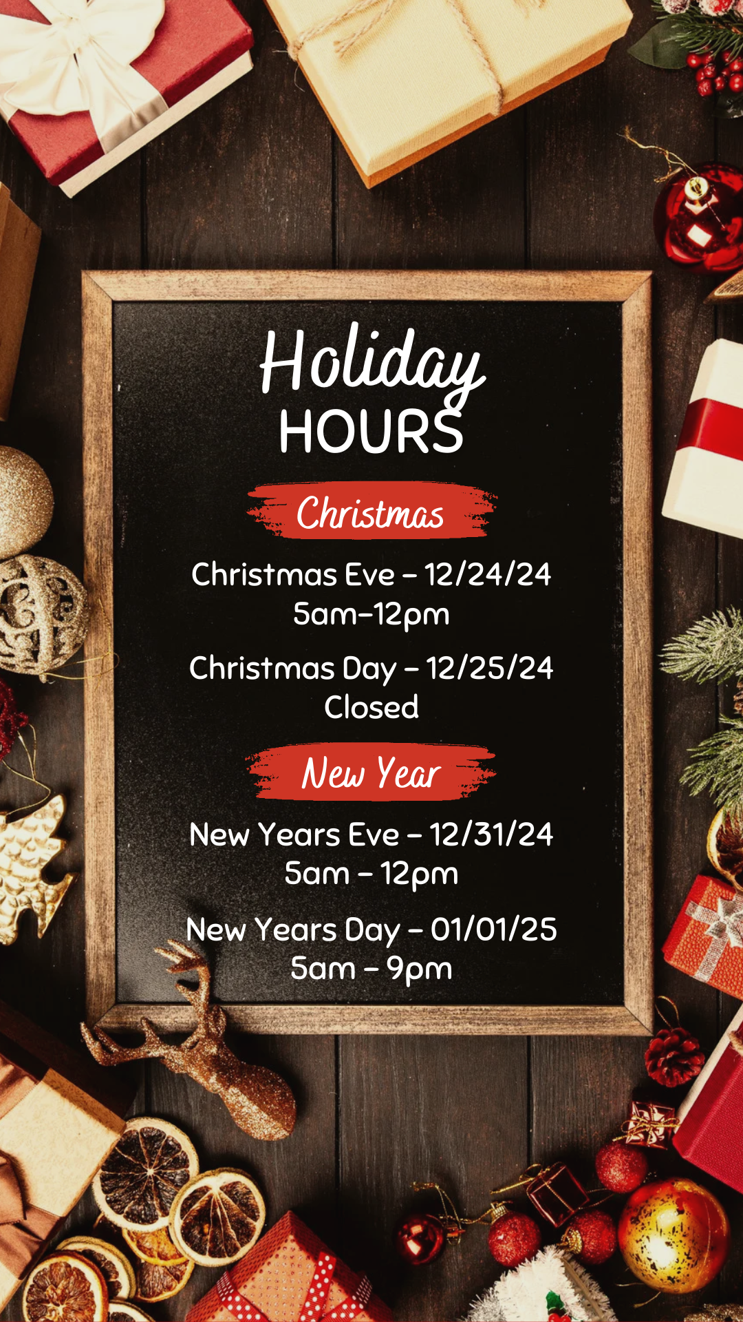 Holiday Hours